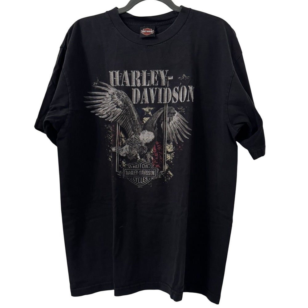 VTG Harley Davidson Salem OR Eagle Graphic TShirt XL Black Cotton USA Made Biker